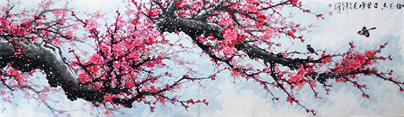 侯跃清作品9《梅花香自苦寒来》240x70cm 2018年